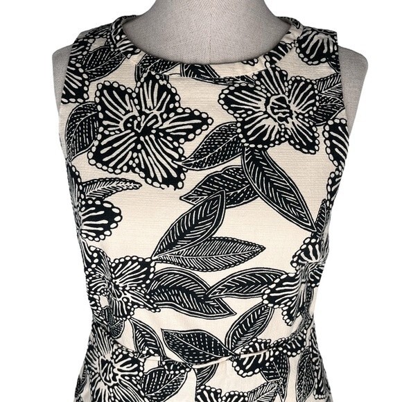 J. Crew Sleeveless Polynesian Print Dress sz 4 * Ivory Cream Tropical Pockets - Picture 6 of 11